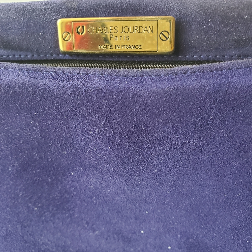 Vintage Charles Jourdan Paris  Purple Suede and Leather Shoulder Bag . - Picture 6 of 8